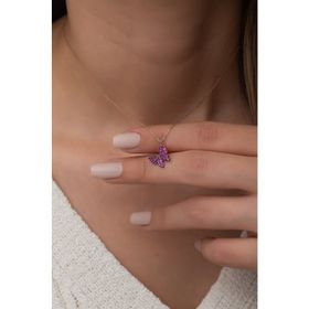 Nereze 925 Ayar Pembe Minik Kelebek Kadın Gümüş Kolye