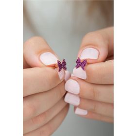 Nereze 925 Ayar Pembe Minik Kelebek Küpe Kadın Gümüş Küpe