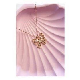 Nereze 925 Ayar Pembe Taşlı Kelebek Kadın Gümüş Kolye