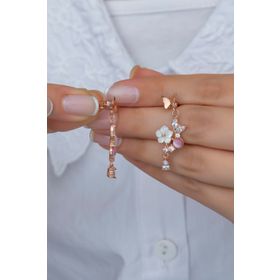 Nereze 925 Ayar Pembe Taşlı Kelebek Manolya Çiçeği Kadın Gümüş Küpe