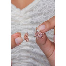 Nereze 925 Ayar Pembe Taşlı Lotus Çiçeği Kadın Gümüş Küpe