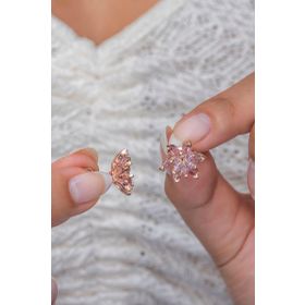 Nereze 925 Ayar Pembe Taşlı Lotus Çiçeği Kadın Gümüş Küpe