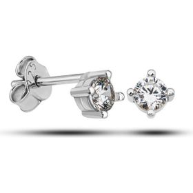 Nereze 925 Ayar Pırlanta Montür 3 mm Tektaş Gümüş Küpe