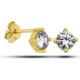 Nereze 925 Ayar Pırlanta Montür 5 mm Tektaş Gümüş Küpe