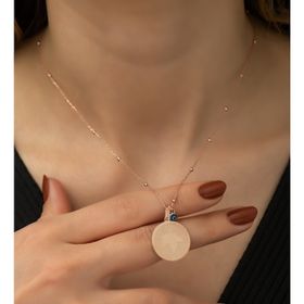 Nereze 925 Ayar Plaka Çınar Yaprağı Kadın Gümüş Kolye