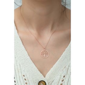 Nereze 925 Ayar Plaka Hayat Ağacı Kadın Gümüş Kolye