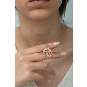 Nereze 925 Ayar Plaka Hayat Ağacı Kadın Gümüş Kolye