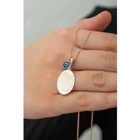Nereze 925 Ayar Plaka Oval Ayetel Kürsi Kadın Gümüş Kolye
