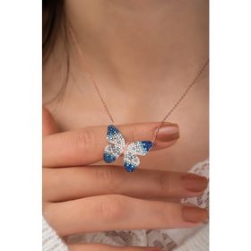 Nereze 925 Ayar Renk Geçişli Kelebek Kadın Gümüş Kolye
