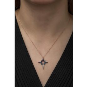 Nereze 925 Ayar Renk Geçişli Kutup Yıldızı Kadın Gümüş Kolye