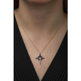 Nereze 925 Ayar Renk Geçişli Kutup Yıldızı Kadın Gümüş Kolye