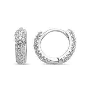 Nereze 925 Ayar Rodyum Kaplama 10 mm Zirkon Taşlı Tamtur Gümüş Küpe