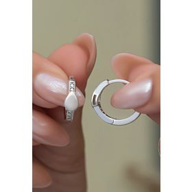 Nereze 925 Ayar Rodyum Kaplama 15 mm Halka Kadın Gümüş Küpe