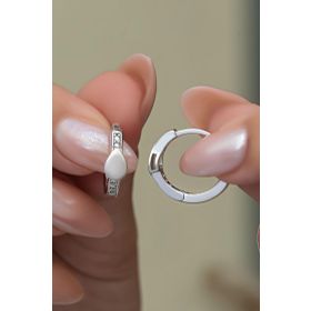 Nereze 925 Ayar Rodyum Kaplama 15 mm Halka Kadın Gümüş Küpe