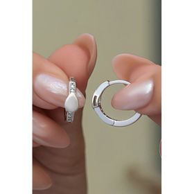 Nereze 925 Ayar Rodyum Kaplama 15 mm Halka Kadın Gümüş Küpe