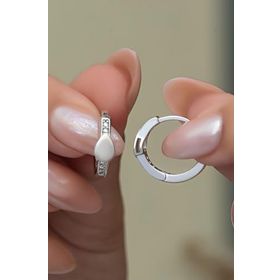 Nereze 925 Ayar Rodyum Kaplama 15 mm Halka Kadın Gümüş Küpe