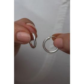Nereze 925 Ayar Rodyumlu 12 mm Minik Halka Kadın Gümüş Küpe