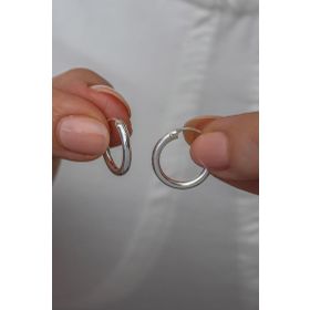Nereze 925 Ayar Rodyumlu 12 mm Minik Halka Kadın Gümüş Küpe