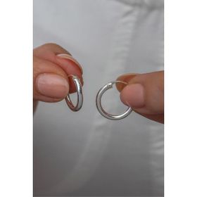 Nereze 925 Ayar Rodyumlu 12 mm Minik Halka Kadın Gümüş Küpe