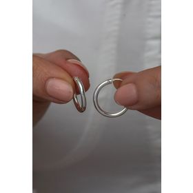 Nereze 925 Ayar Rodyumlu 14 mm Halka Kadın Gümüş Küpe