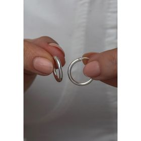 Nereze 925 Ayar Rodyumlu 14 mm Halka Kadın Gümüş Küpe