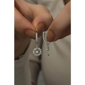 Nereze 925 Ayar Rodyumlu Sallantılı Gemi Dümeni Kadın Gümüş Küpe