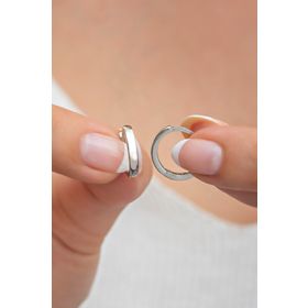 Nereze 925 Ayar Rodyumlu Taşsız 10 mm Halka Kadın Gümüş Küpe