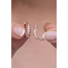 Nereze 925 Ayar Rose 15 mm Zirkon Taşlı Halka Gümüş Küpe