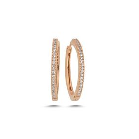 Nereze 925 Ayar Rose 25 mm Tamtur Halka Kadın Gümüş Küpe