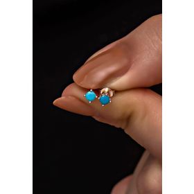 Nereze 925 Ayar Rose 3 mm Turkuaz Taşlı Tektaş Kadın Gümüş Küpe