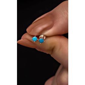 Nereze 925 Ayar Rose 3 mm Turkuaz Taşlı Tektaş Kadın Gümüş Küpe