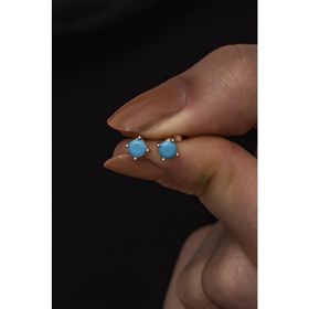 Nereze 925 Ayar Rose 4 mm Turkuaz Taşlı Tektaş Kadın Gümüş Küpe