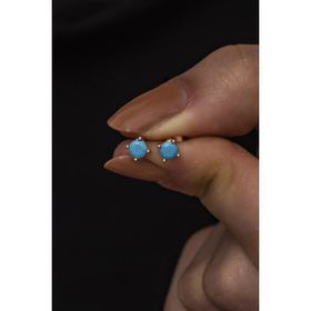 Nereze 925 Ayar Rose 4 mm Turkuaz Taşlı Tektaş Kadın Gümüş Küpe