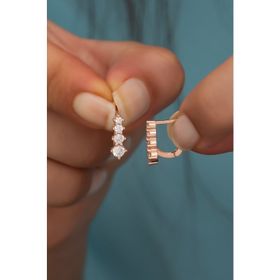 Nereze 925 Ayar Rose 4 Taş Tasarım Kadın Gümüş Küpe