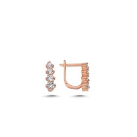 Nereze 925 Ayar Rose 4 Taş Tasarım Kadın Gümüş Küpe