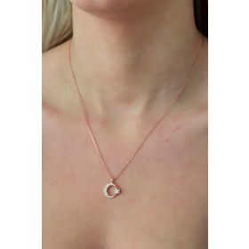 Nereze 925 Ayar Rose Ayyıldız Kadın Gümüş Kolye