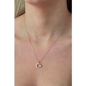 Nereze 925 Ayar Rose Ayyıldız Kadın Gümüş Kolye
