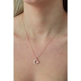 Nereze 925 Ayar Rose Ayyıldız Kadın Gümüş Kolye