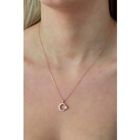 Nereze 925 Ayar Rose Ayyıldız Kadın Gümüş Kolye