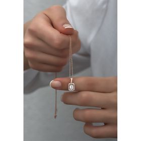 Nereze 925 Ayar Rose Baget Tektaş Kadın Gümüş Kolye