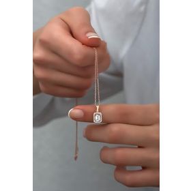 Nereze 925 Ayar Rose Baget Tektaş Kadın Gümüş Kolye
