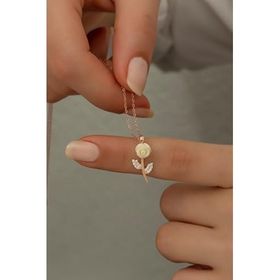 Nereze 925 Ayar Rose Beyaz Gül Kadın Gümüş Kolye