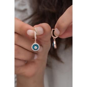 Nereze 925 Ayar Rose Cam Göz Model Kadın Gümüş Küpe
