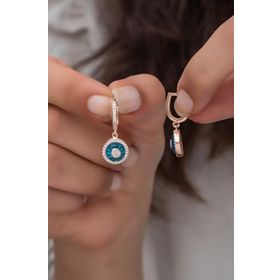 Nereze 925 Ayar Rose Cam Göz Model Kadın Gümüş Küpe