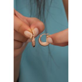 Nereze 925 Ayar Rose Çizgili Şarnel Kadın Gümüş Küpe