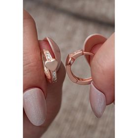 Nereze 925 Ayar Rose Kaplama Kalp Detaylı 15 mm Halka Gümüş Küpe