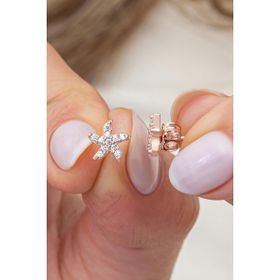 Nereze 925 Ayar Rose Kaplama Minimal Deniz Yıldızı Gümüş Küpe