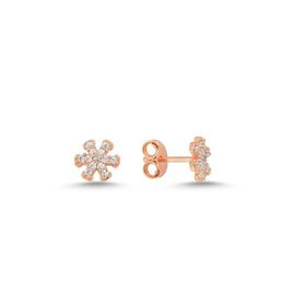 Nereze 925 Ayar Rose Kaplama Minimal Kartanesi Gümüş Küpe