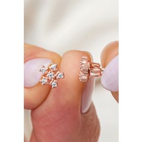 Nereze 925 Ayar Rose Kaplama Minimal Kartanesi Gümüş Küpe