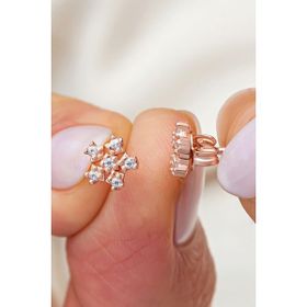Nereze 925 Ayar Rose Kaplama Minimal Kartanesi Gümüş Küpe